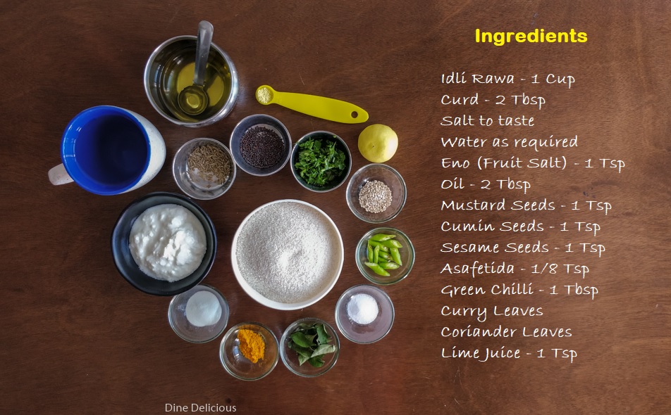 Masala Fried Idli Ingredients