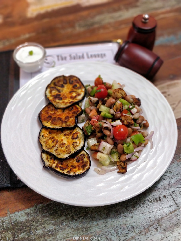 Grilled Eggplant Salad with beans Salad Lounge Pune